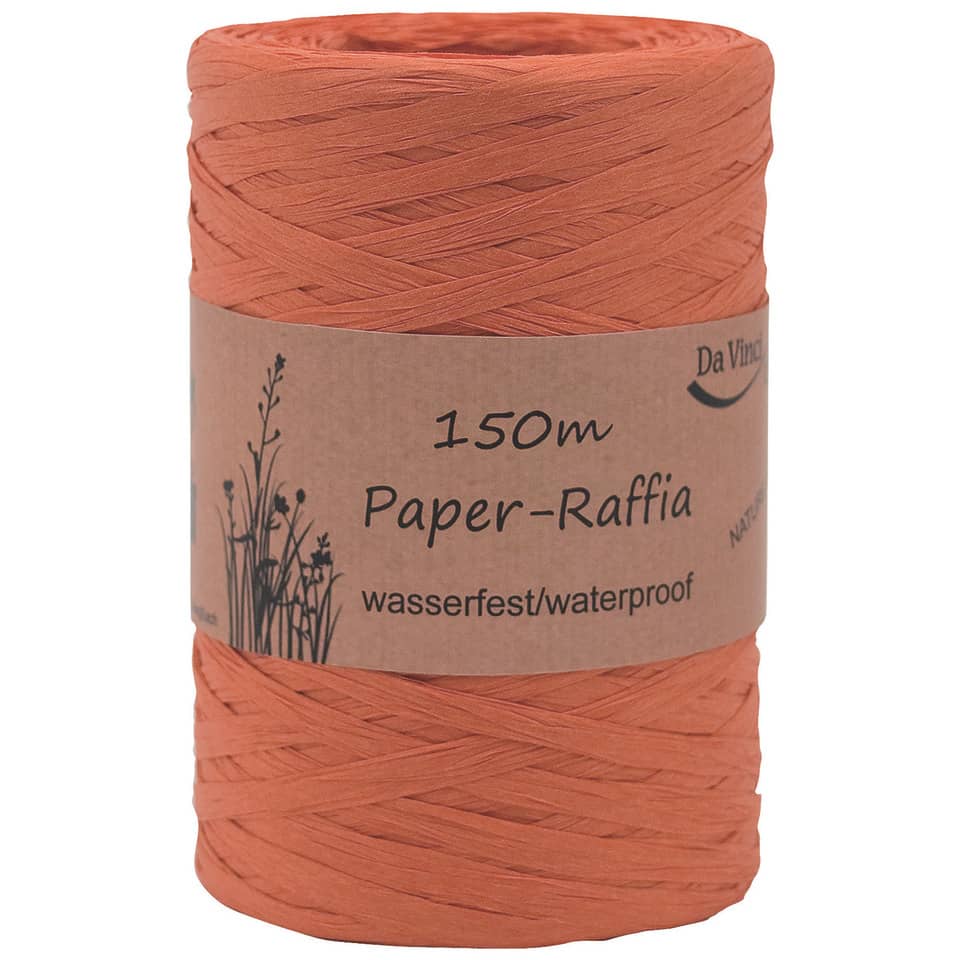 Bast Raffia - 7 mm x 150 m, orange matt