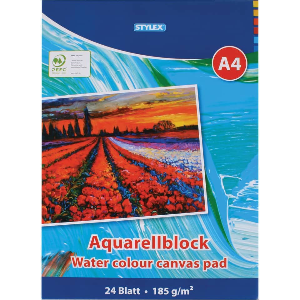 Aquarellblock - A4, 185 g/qm, 24 Blatt