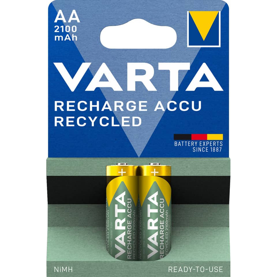 Batterie Akku Recycled, HR06/AA/Mignon, NiMH 2100 mAh, 2 Stück
