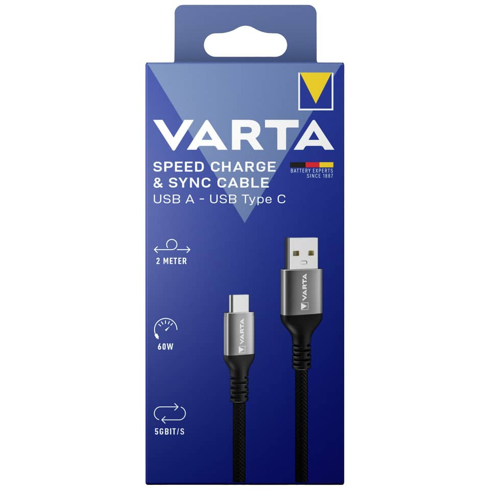 Speed Charge & Sync Kabel USB A auf USB C , 2 m, schwarz