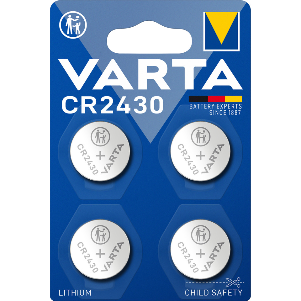 Knopfzellen-Batterie Lithium CR2430, 4 Stück