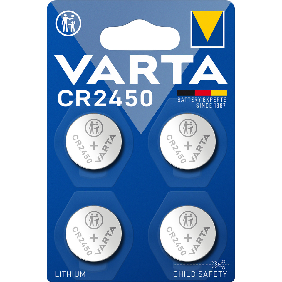 Knopfzellen-Batterie Lithium CR2450, 4 Stück