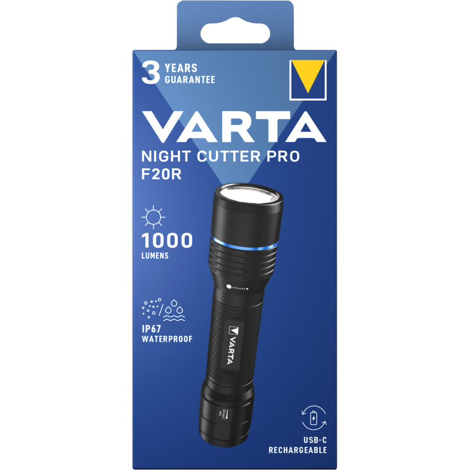 Taschenlampe Night Cutter Pro F20R, 1000 Lumen, IP67, aufladbar, schwarz