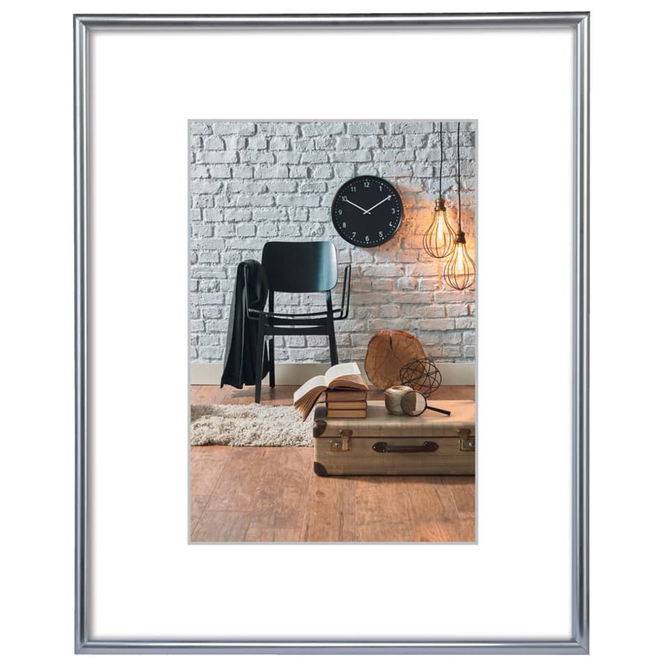 Kunststoff-Bilderrahmen SEVILLA - 70 x 100 cm, silber matt