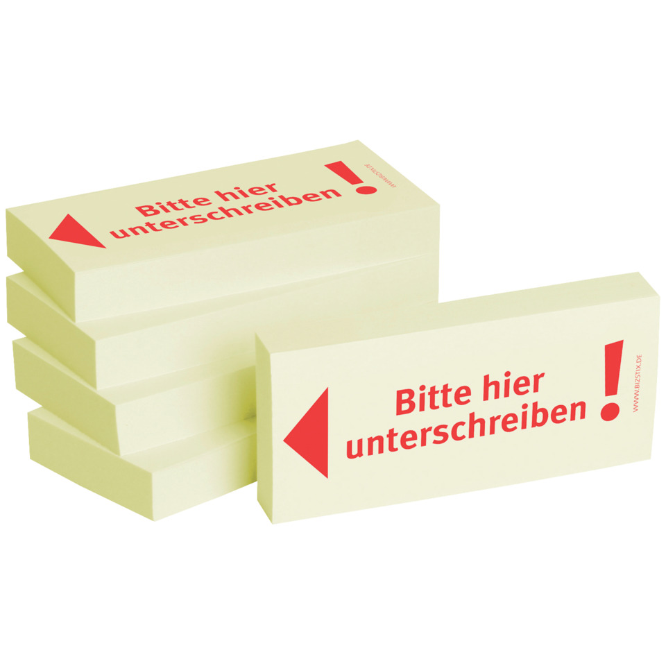 Haftnotizen "Bitte hier unterschreiben" - 75 x 35 mm, 5x 100 Blatt