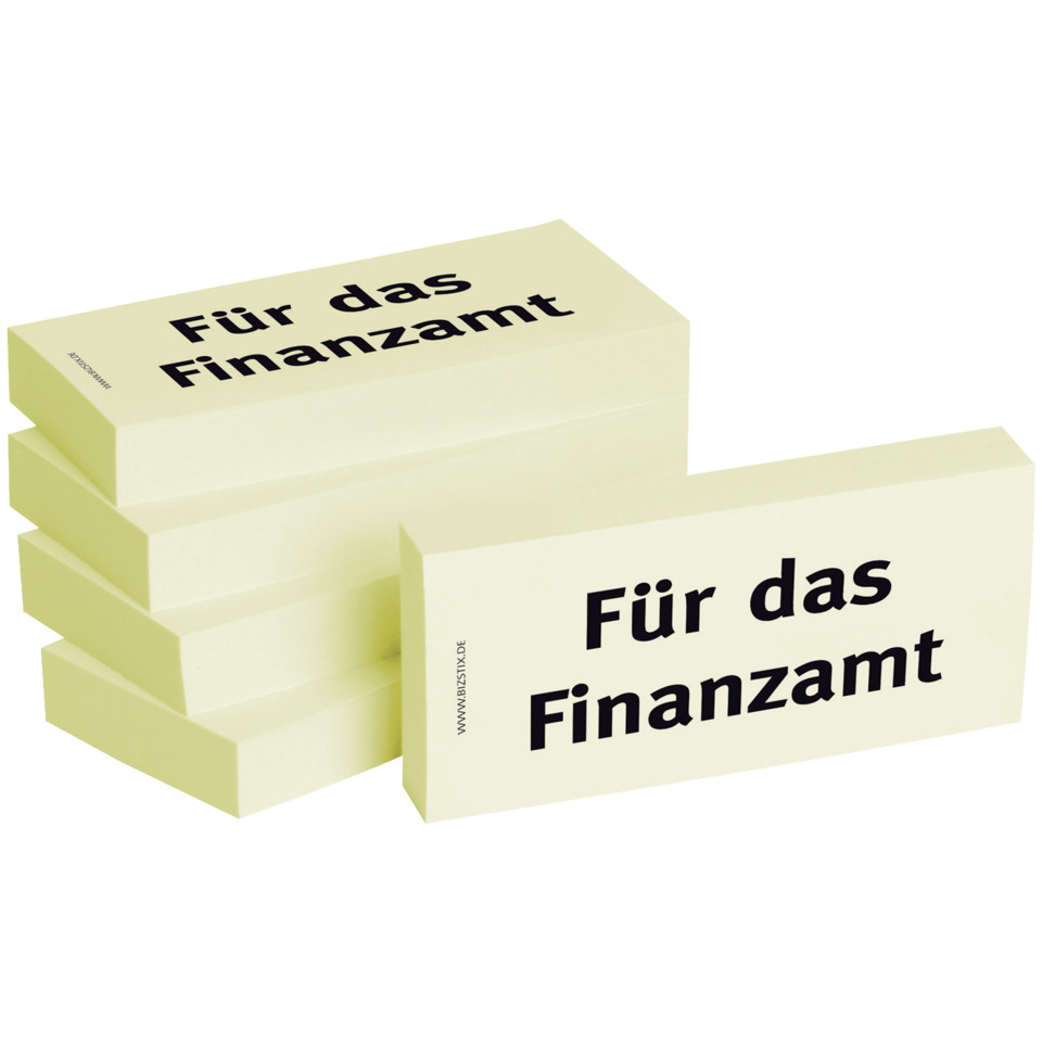 Haftnotizen "Für das Finanzamt " - 75 x 35 mm, 5x 100 Blatt