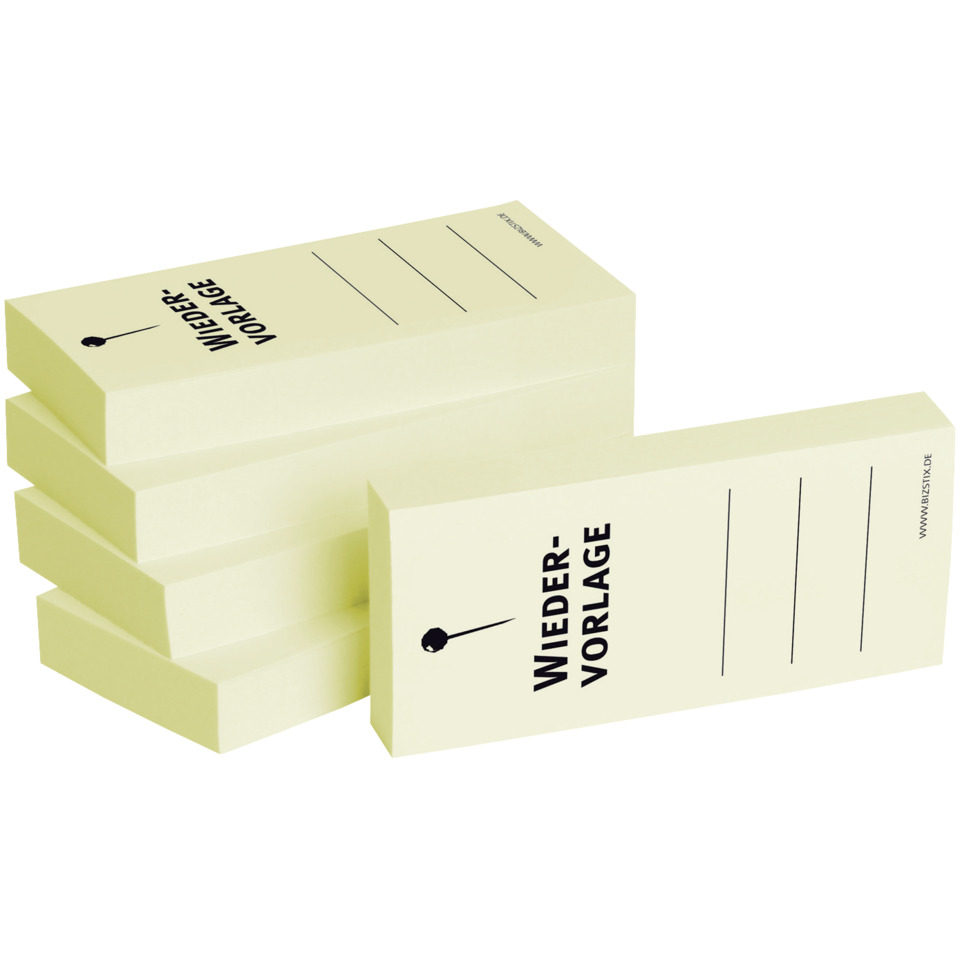 Haftnotizen "Wiedervorlage" - 75 x 35 mm, 5x 100 Blatt