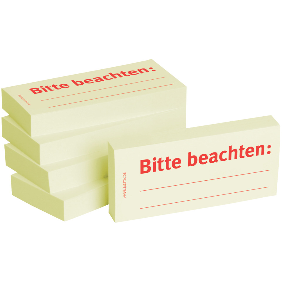 Haftnotizen "Bitte beachten" - 75 x 35 mm, 5x 100 Blatt
