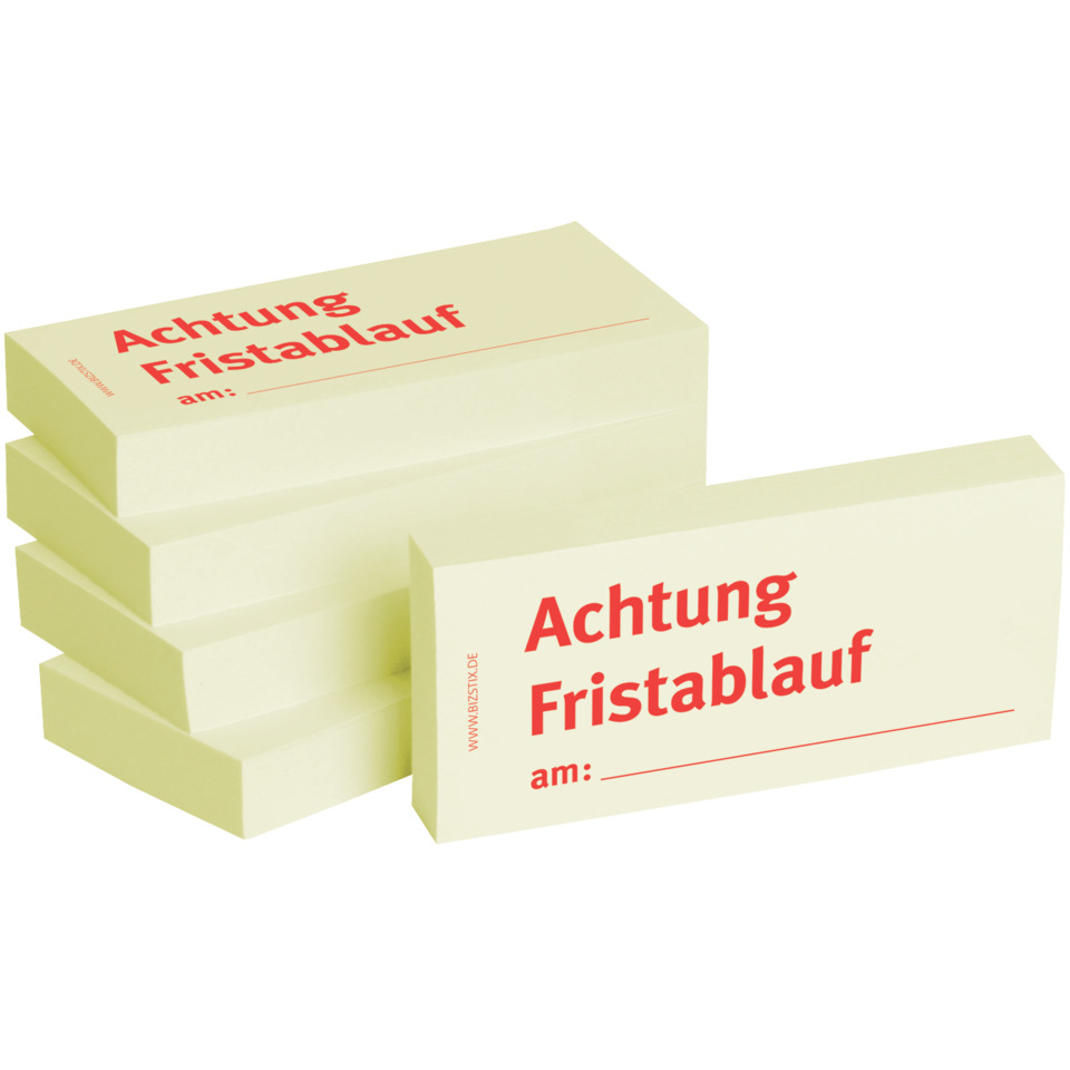 Haftnotizen "Achtung Fristablauf am" - 75 x 35 mm, 5x 100 Blatt