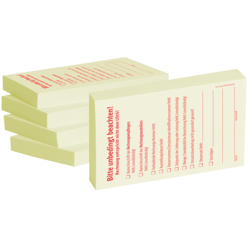 Haftnotizen "Bitte unbedingt beachten" - 55 x 75 mm, 5x 100 Blatt