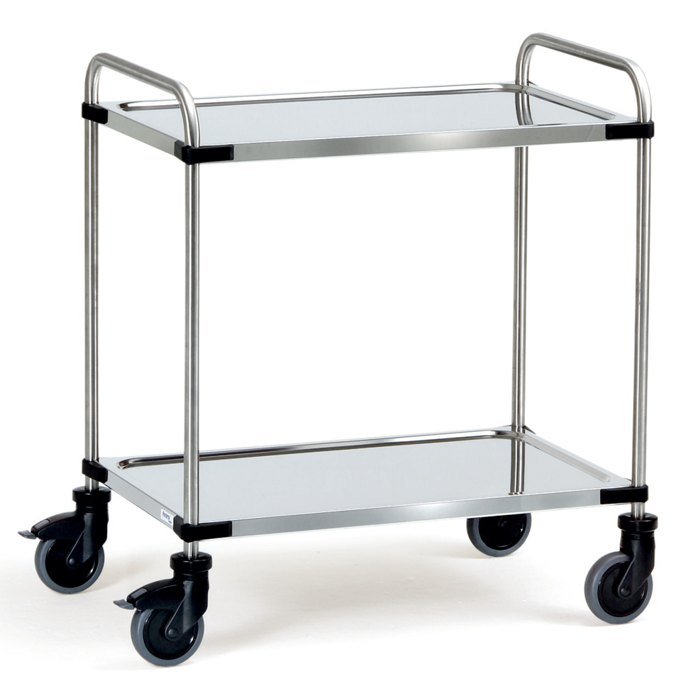 Servierwagen - 2 Etagen, 630 x 400 mm, max. 120 kg, Edelstahl