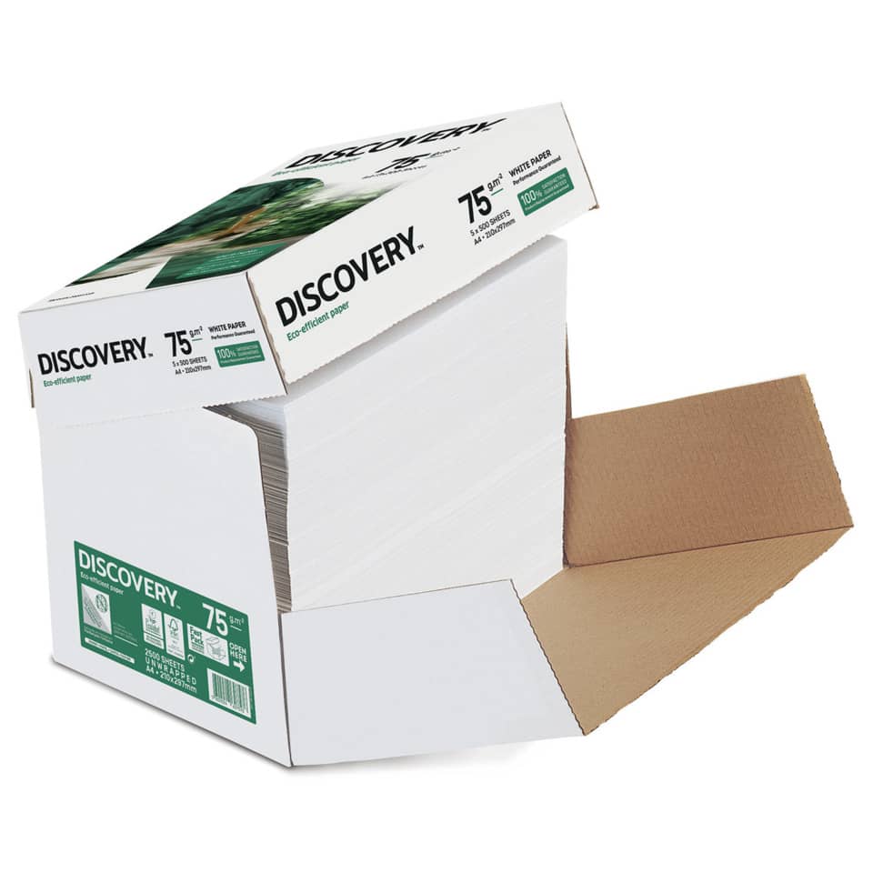 Kopierpapier Discovery - A4, holzfrei, 75 g/qm, weiß, 2500 Blatt