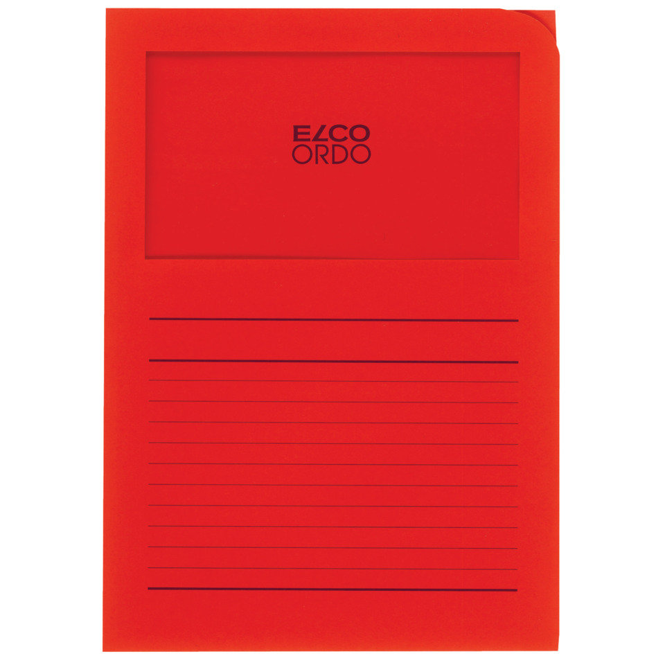 Sichtmappen Ordo classico - rot, 120g, 100 Stück, Sichtfenster und Linien