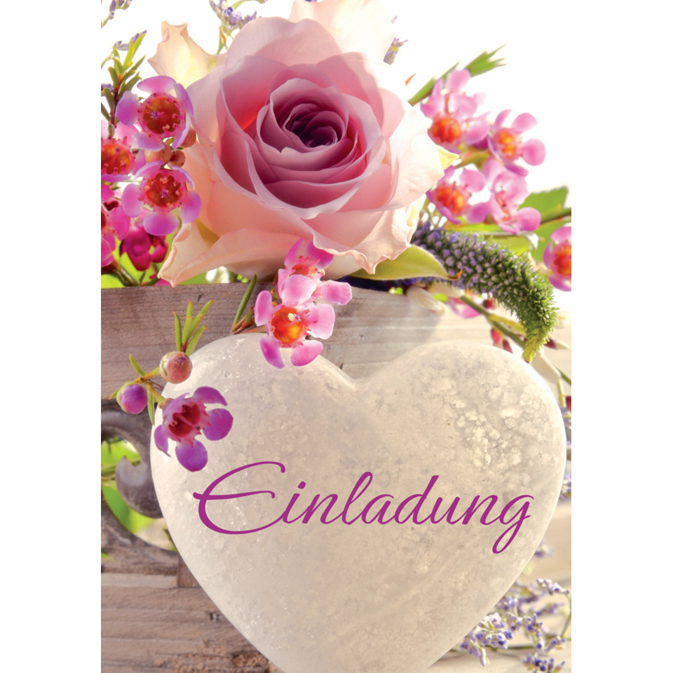 Einladungskarte mit Text - Pack mit 5 Stück inkl. Umschlag