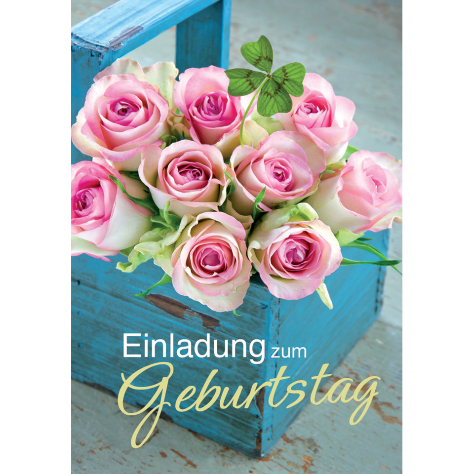 Einladung zum Geburtstag mit Text - Pack mit 5 Stück, inkl. Umschlag