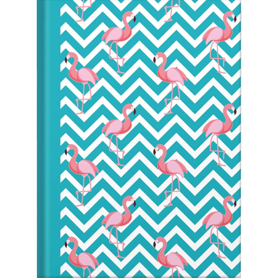 Notizbuch Flamingo blau - A5, Pünktchenlineatur, 96 Blatt