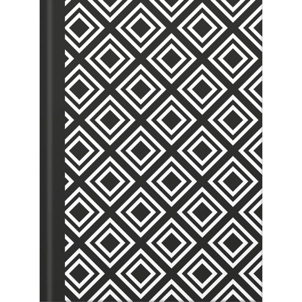 Notizbuch black&white rhombus - A5, Pünktchenlineatur, 96 Blatt