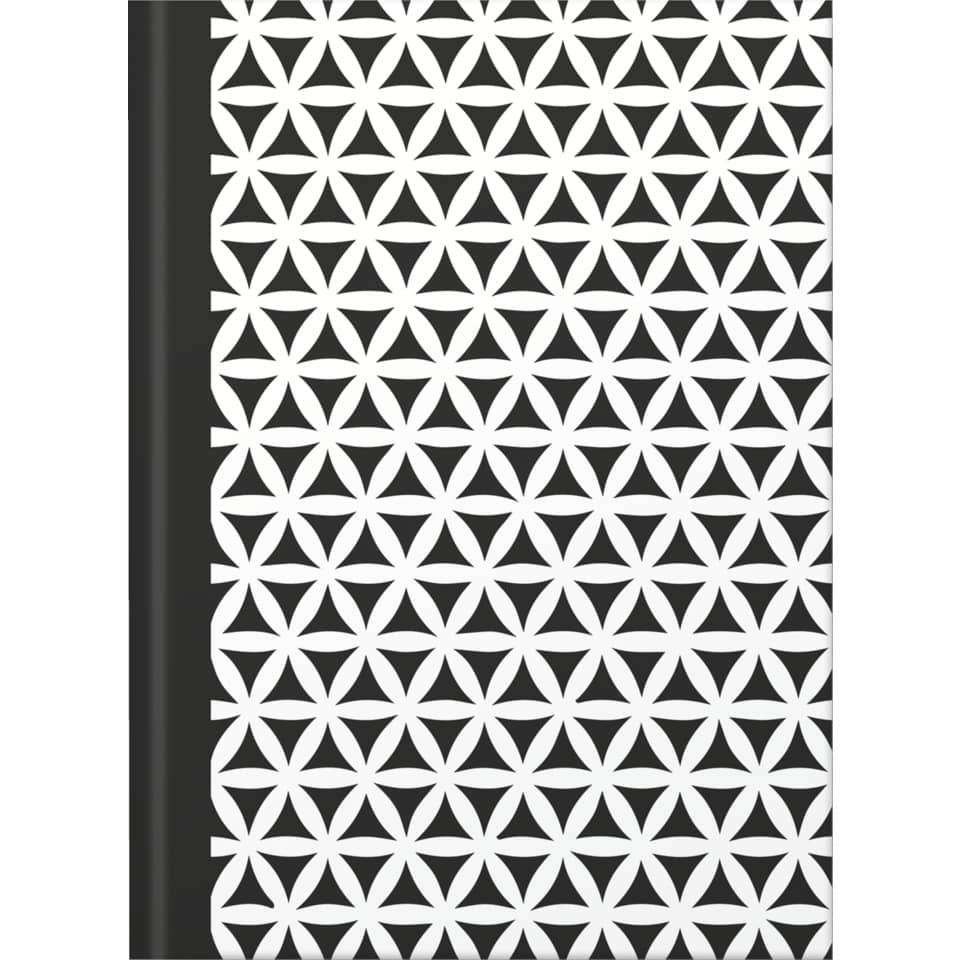 Notizbuch black&white flowers - A5, Pünktchenlineatur, 96 Blatt