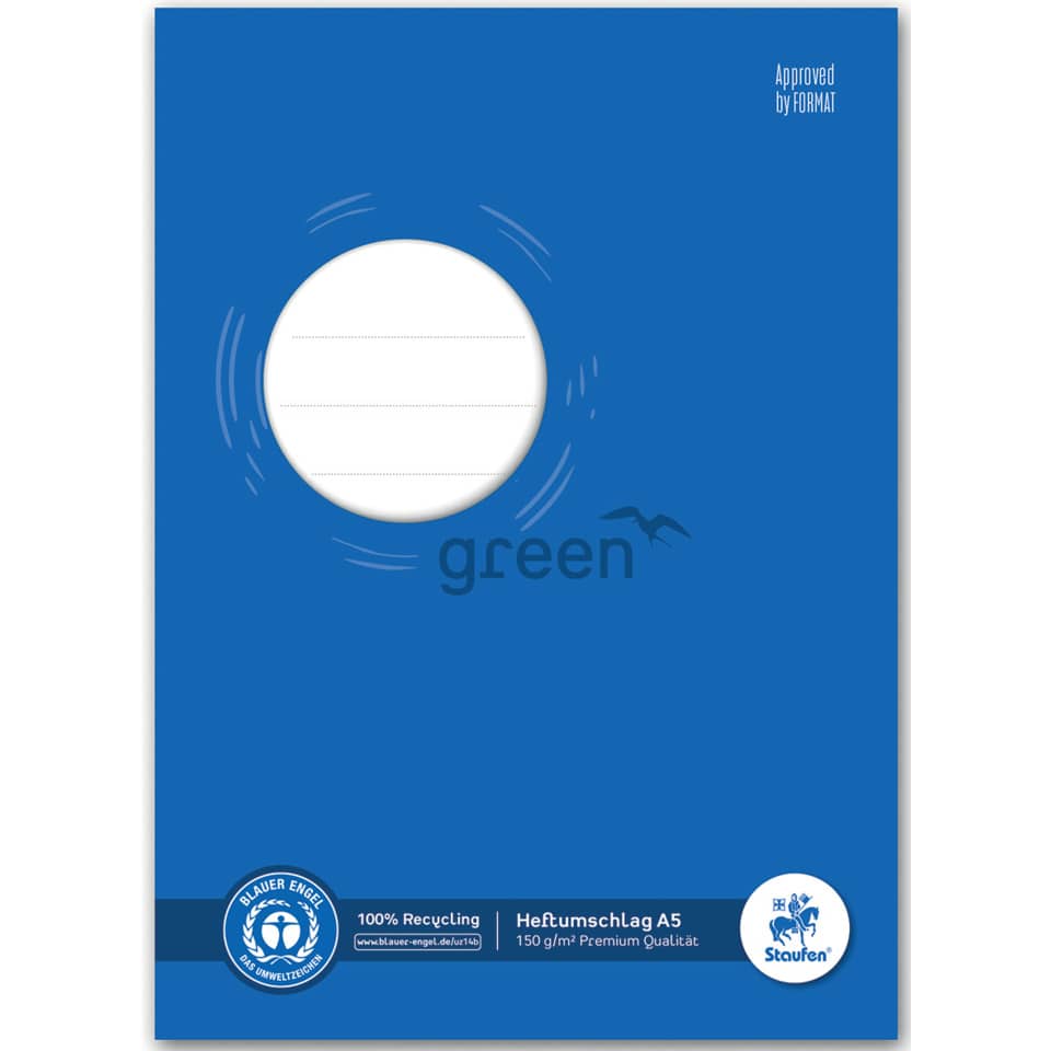 Heftschoner - A5, 150 g, blau, Recycling
