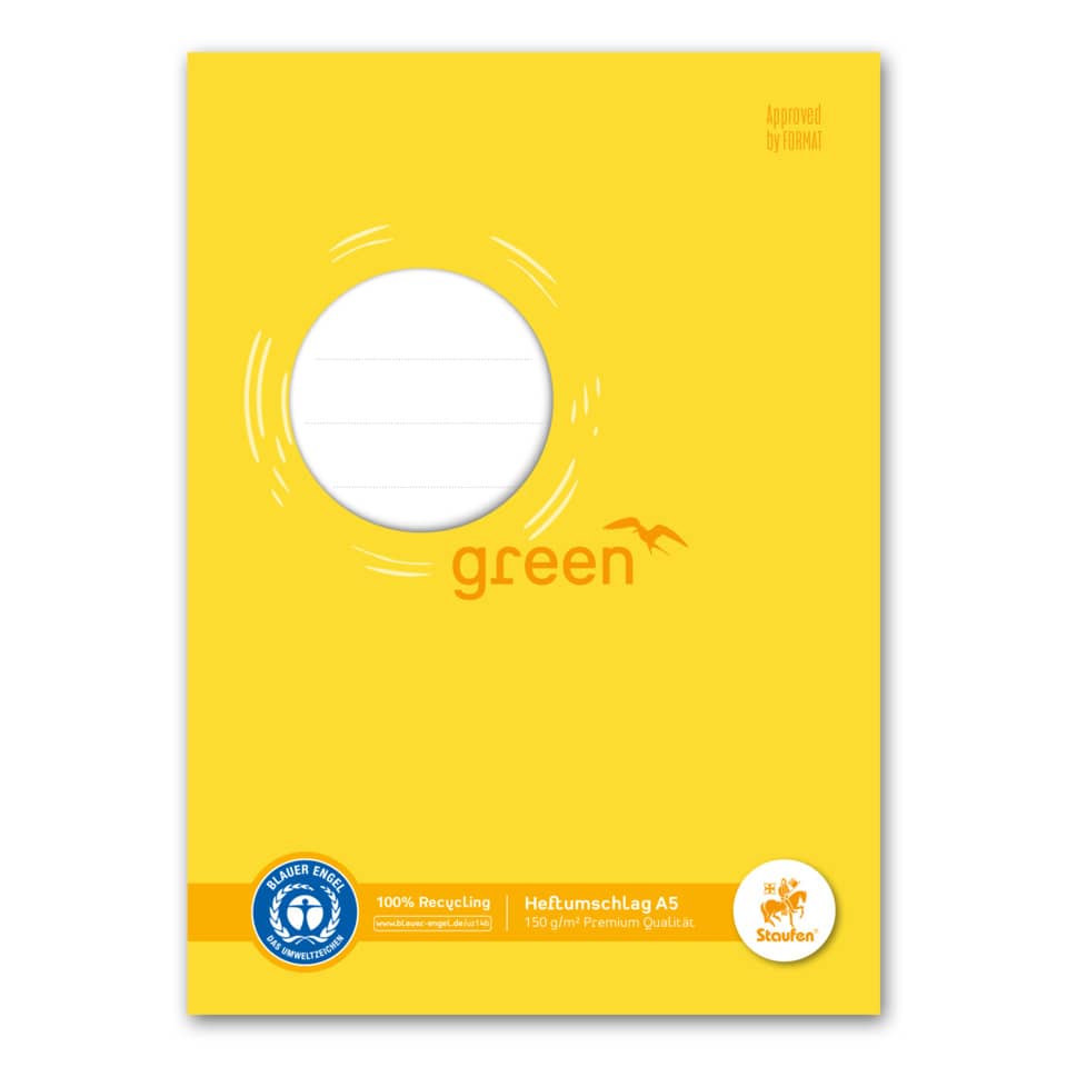 Heftschoner - A5, 150 g, gelb, Recycling