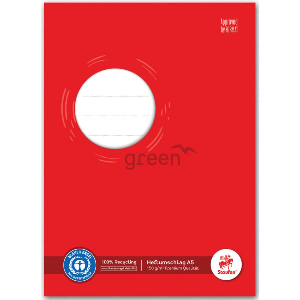 Heftschoner - A5, 150 g, rot, Recycling