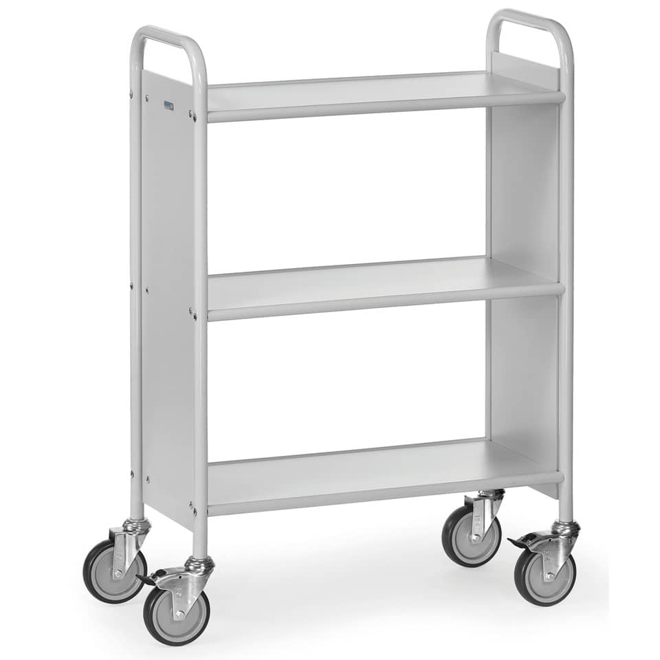 Bürowagen - 3 Böden/2 Seitenwänden, 720 x 350 mm, max. 150 kg, lichtgrau