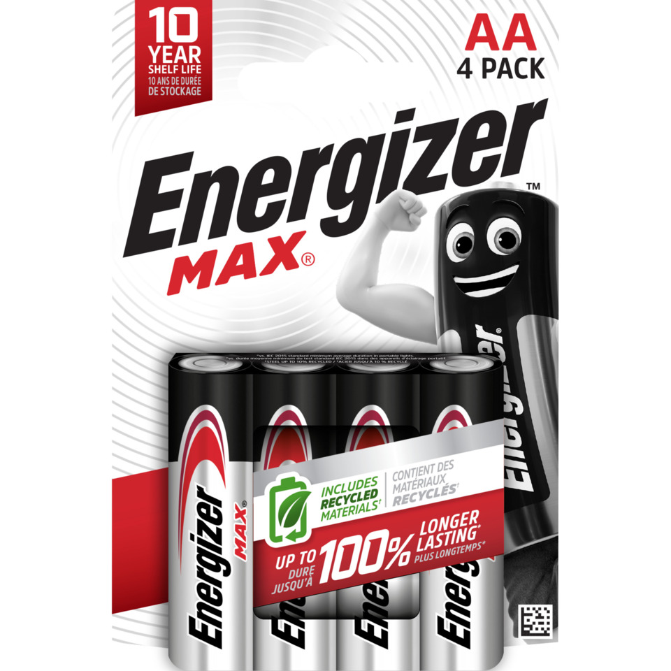 Batterie Alkali-Mangan Max, LR6/AA/Mignon, 4 Stück