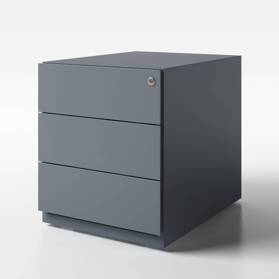 Rollcontainer Note - 3 Schübe, 42 x 50 x 57 cm, seitl. Griffleiste, anthrazit