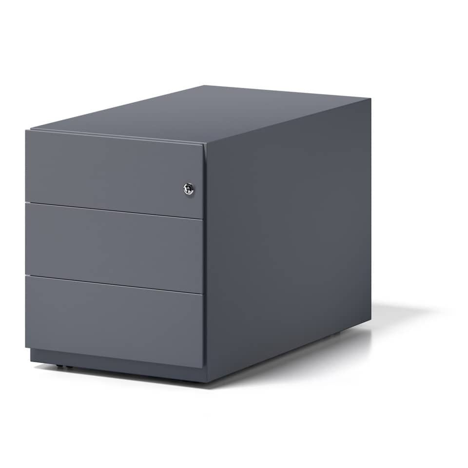 Rollcontainer Note - 3 Schübe, 42 x 50 x 78 cm, seitl. Griffleiste, anthrazit
