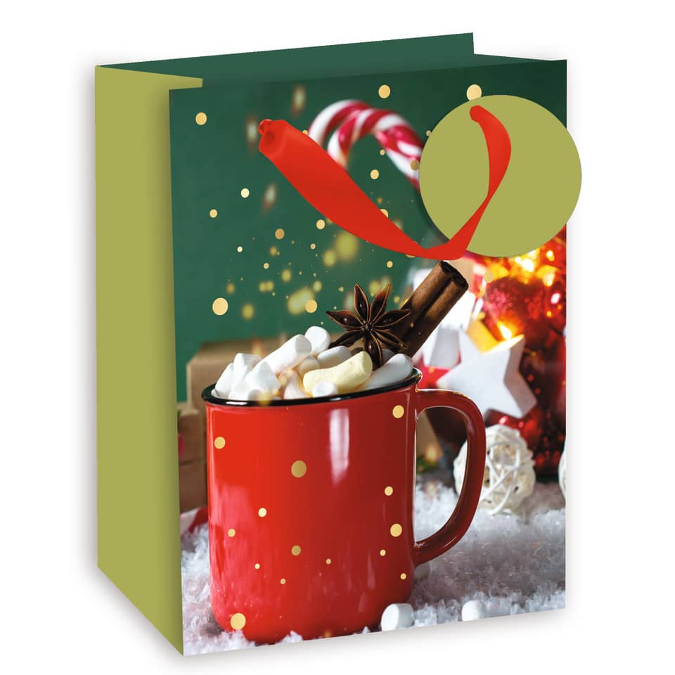 Weihnachts-Geschenktragetasche Süße Grüße, 9,8 x 17,7 x 22,7 cm