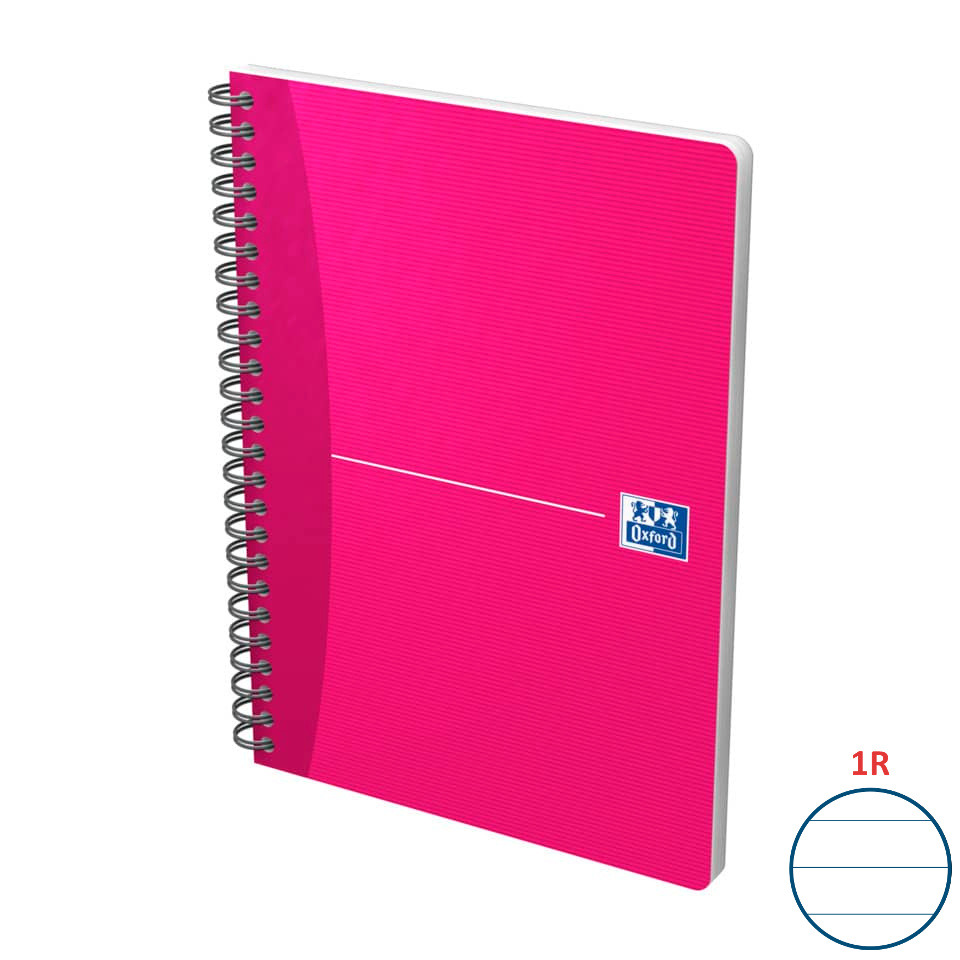 Office Essentials - A5, liniert, Kopfleiste / Doppelrand, Spiralbuch, 90 Blatt, sortiert