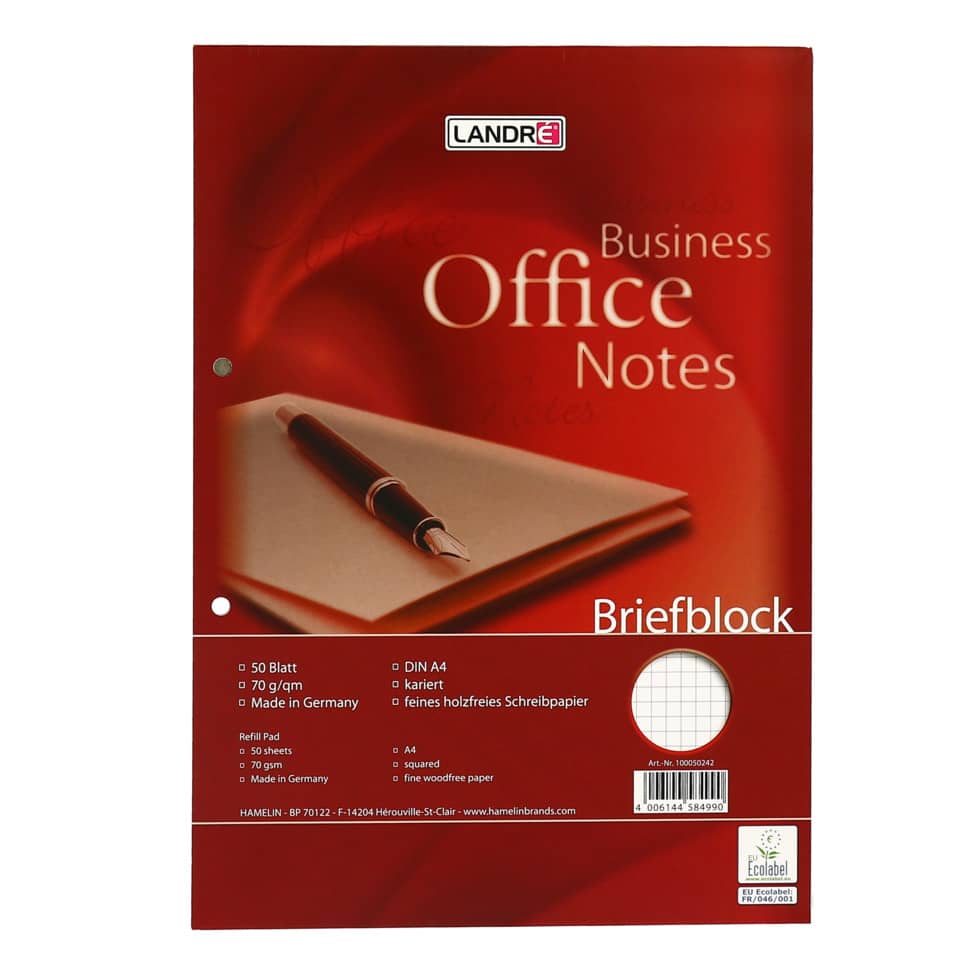 Briefblock Office - 70 g/qm, A4, 5mm kariert, 50 Blatt