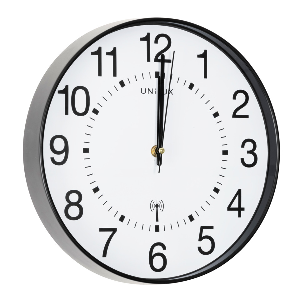 Wanduhr WAVE - Ø 30 cm, Funkwanduhr, schwarz