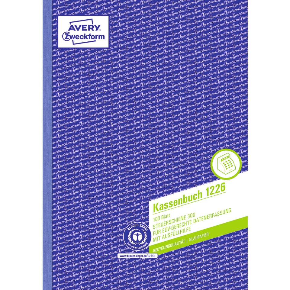 1226 Kassenbuch - EDV-gerecht, A4, Recycling, Blaupapier, 100 Blatt