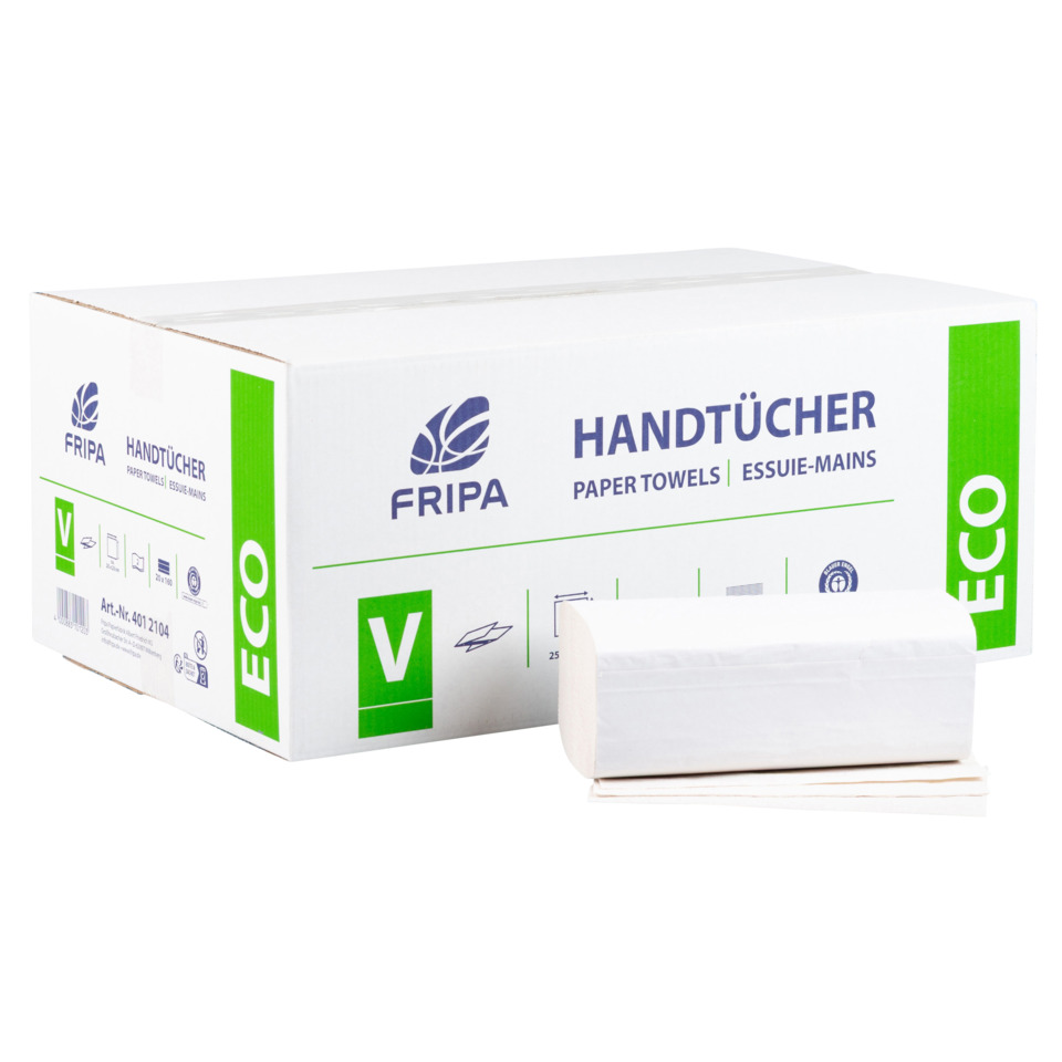 Falthandtuch ECO - V-Falz, 2-lagig, weiß, 20 x 160 Blatt