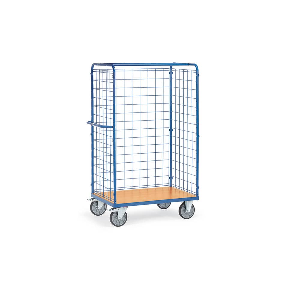 Paketwagen mit 3 Drahtgitterwänden - 1.000 x 700 mm, bis 600 kg