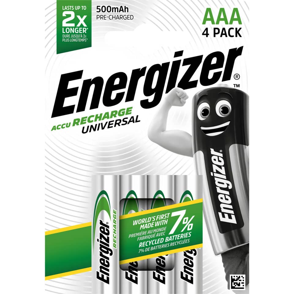 Batterie Akku Universal, HR03/AAA/Micro, NiMH 500mAh, 4 Stück