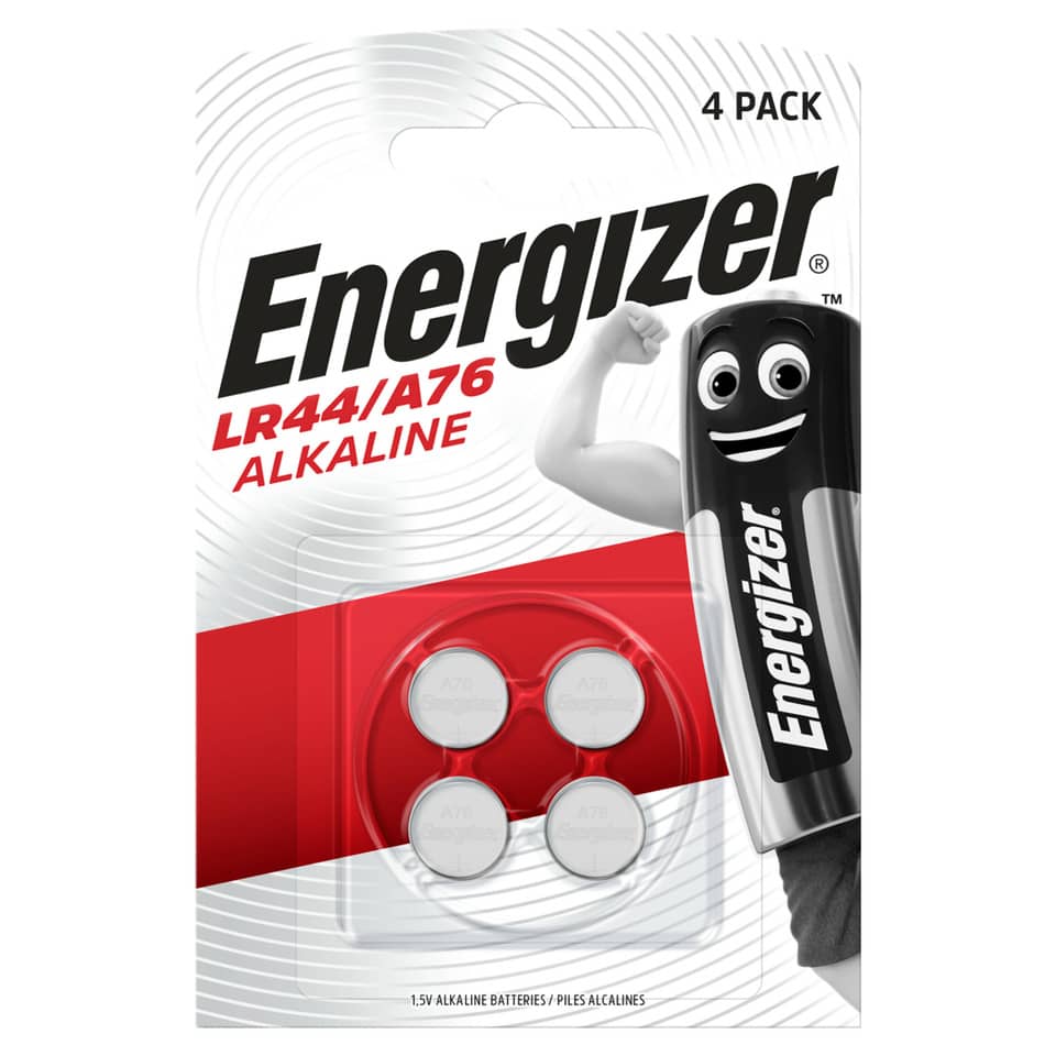 Knopfzellen-Batterie Alkali-Mangan LR44/A76/AG13, 4 Stück