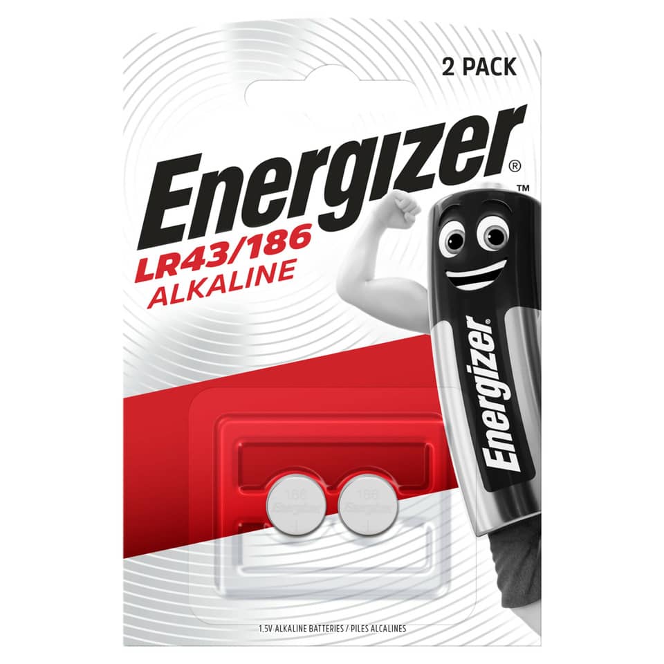 Knopfzellen-Batterie Alkali Mangan LR43/186, 2 Stück