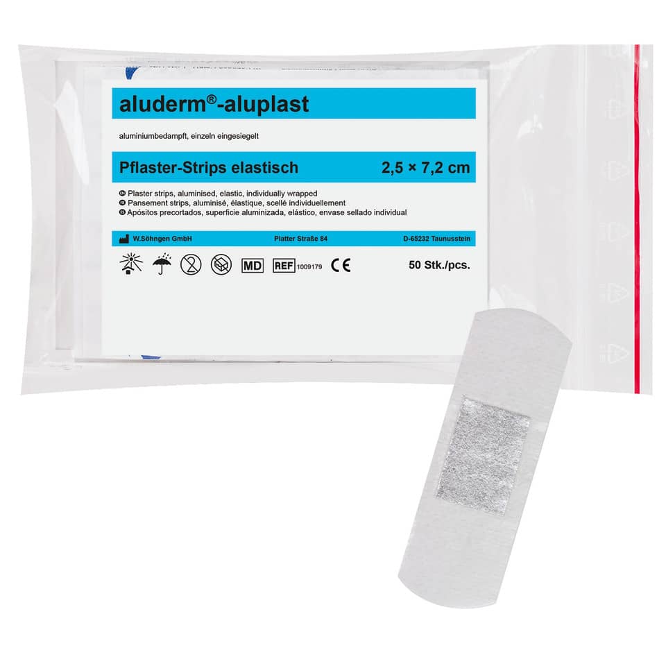 aluderm®-aluplast Pflaster-Stripes - elastisch, 2,5x7,2 cm, 50 Stück