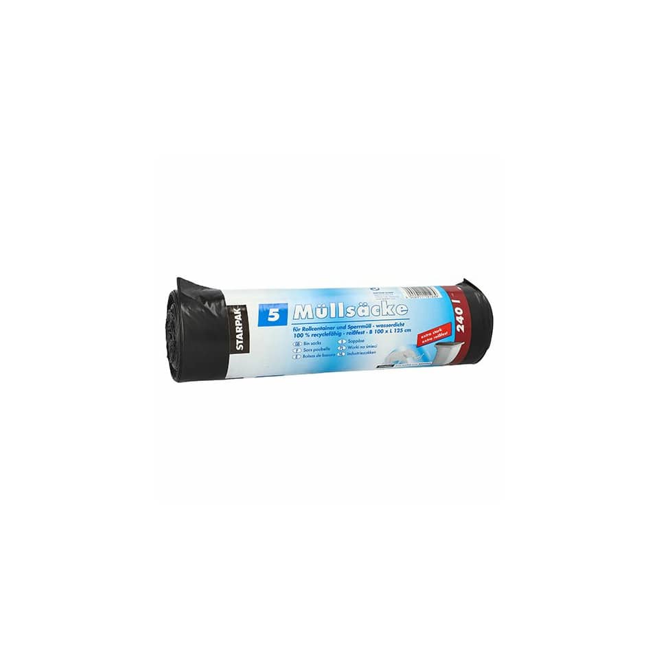 Müllsäcke - 240 L, LDPE, schwarz, 5 Stück
