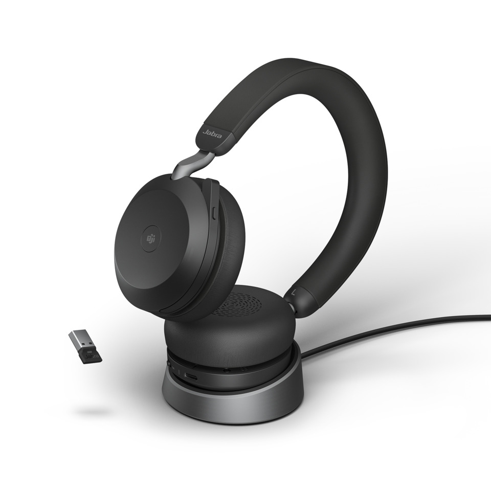 Headset Evolve2 75, USB-A MS Teams mit Ladestation, schwarz