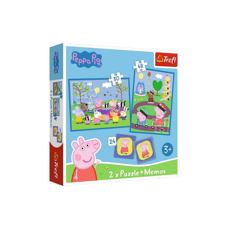 Puzzle 2in1+Memo Peppa Pig - 34+48Teile 2x12 Memokarten