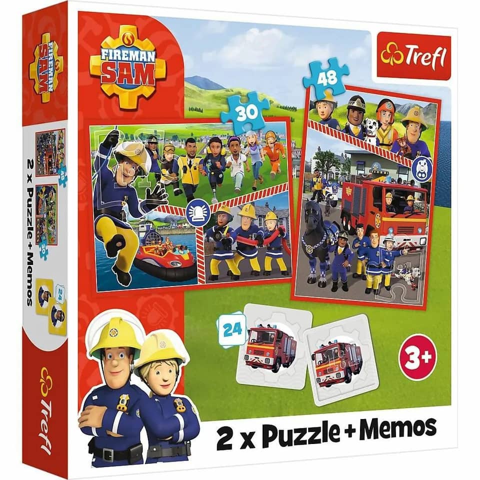 Puzzle 2in1+Memo Feuerwehrmann Sam - 34+48Teile 2x12 Memokarten