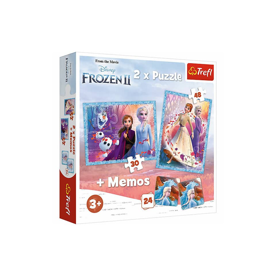 Puzzle 2in1+Memo Disney Frozen - 34+48Teile 2x12 Memokarten