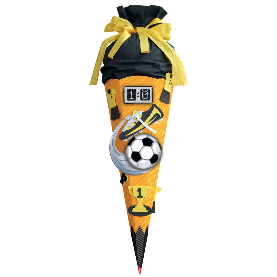 Schultüte Bastelset Soccer - sechseckig, gelb, 68 cm