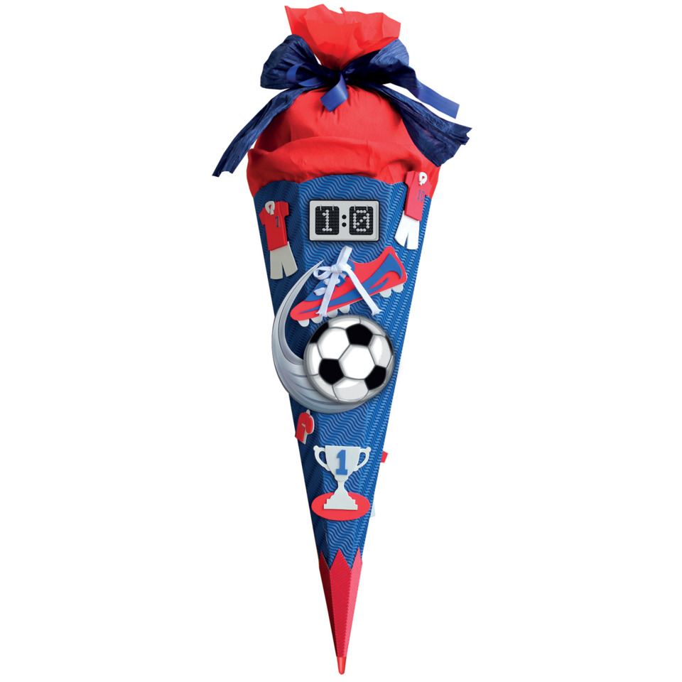 Schultüte Bastelset Soccer - sechseckig, rot, 68 cm
