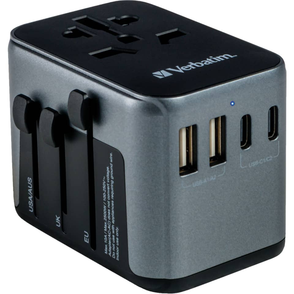 Ladeadapter Universal Travel - UTA-03, Anschlüsse für USB Typ-A/C & Stromstecker, schwarz