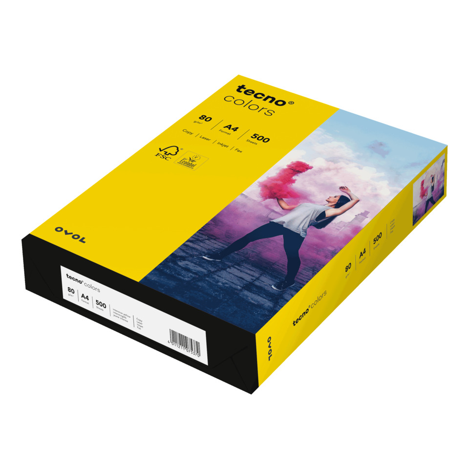 Multifunktionspapier tecno® colors - A5, 80 g/qm, intensivgelb, 500 Blatt