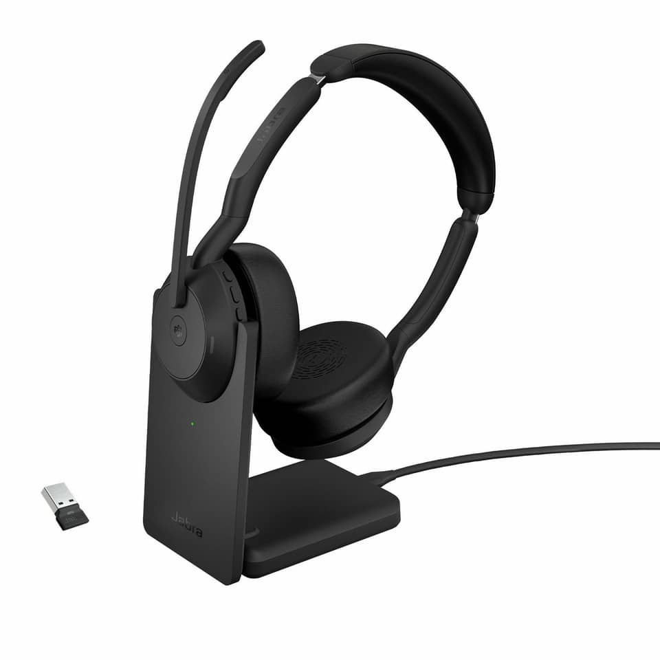 Headset Evolve2 55, Link 390a MS Stereo mit Ladestation, schwarz
